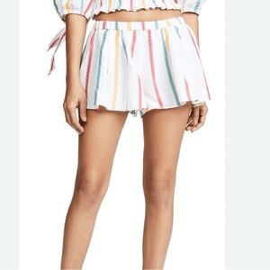 Caroline Constas White Multicolor Striped Skorts